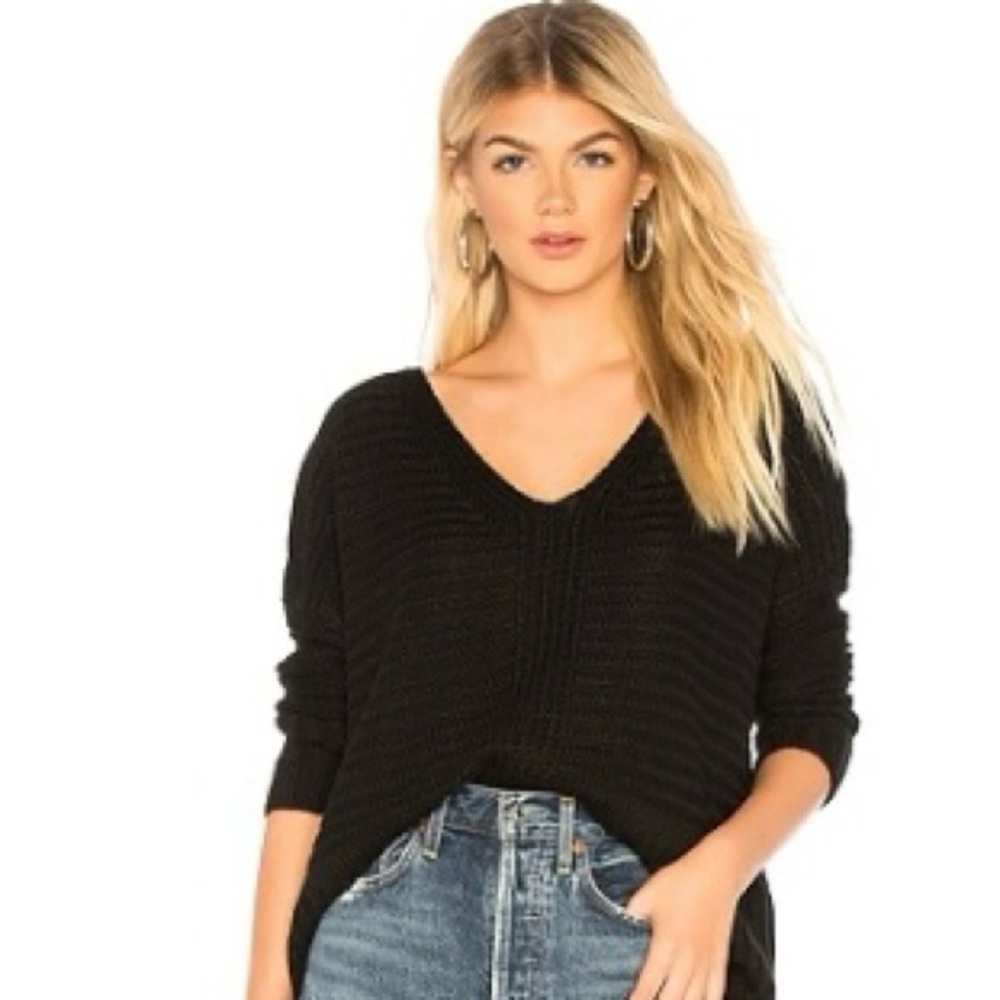 Majorelle V Neck Knit Sweater Size Medium Black